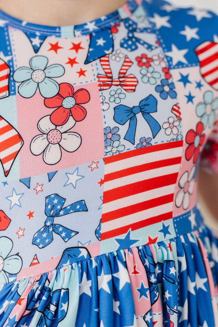 Patriotic Patchwork S/S Pocket Twirl Dress-dogsvalley ®