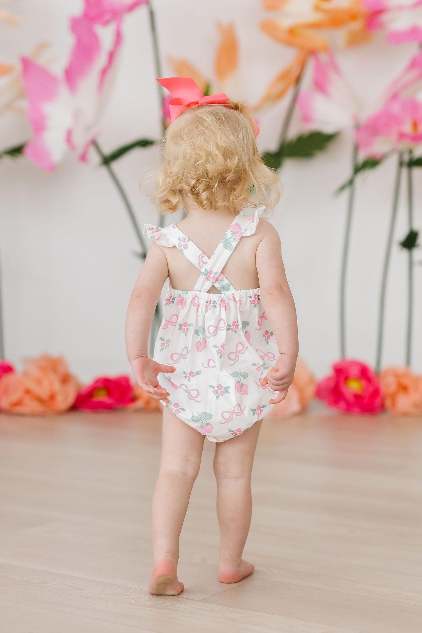 Berries & Bows Ruffle Cross Back Romper-dogsvalley ®