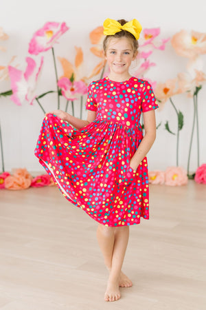 Polka Dot Party S/S Pocket Twirl Dress-dogsvalley ®