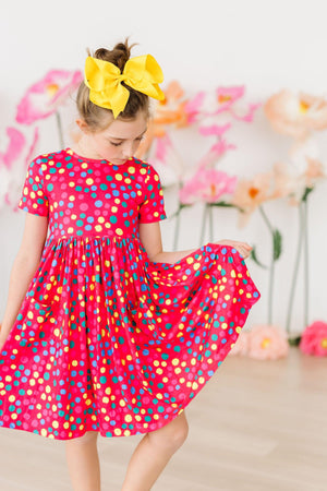 Polka Dot Party S/S Pocket Twirl Dress-dogsvalley ®