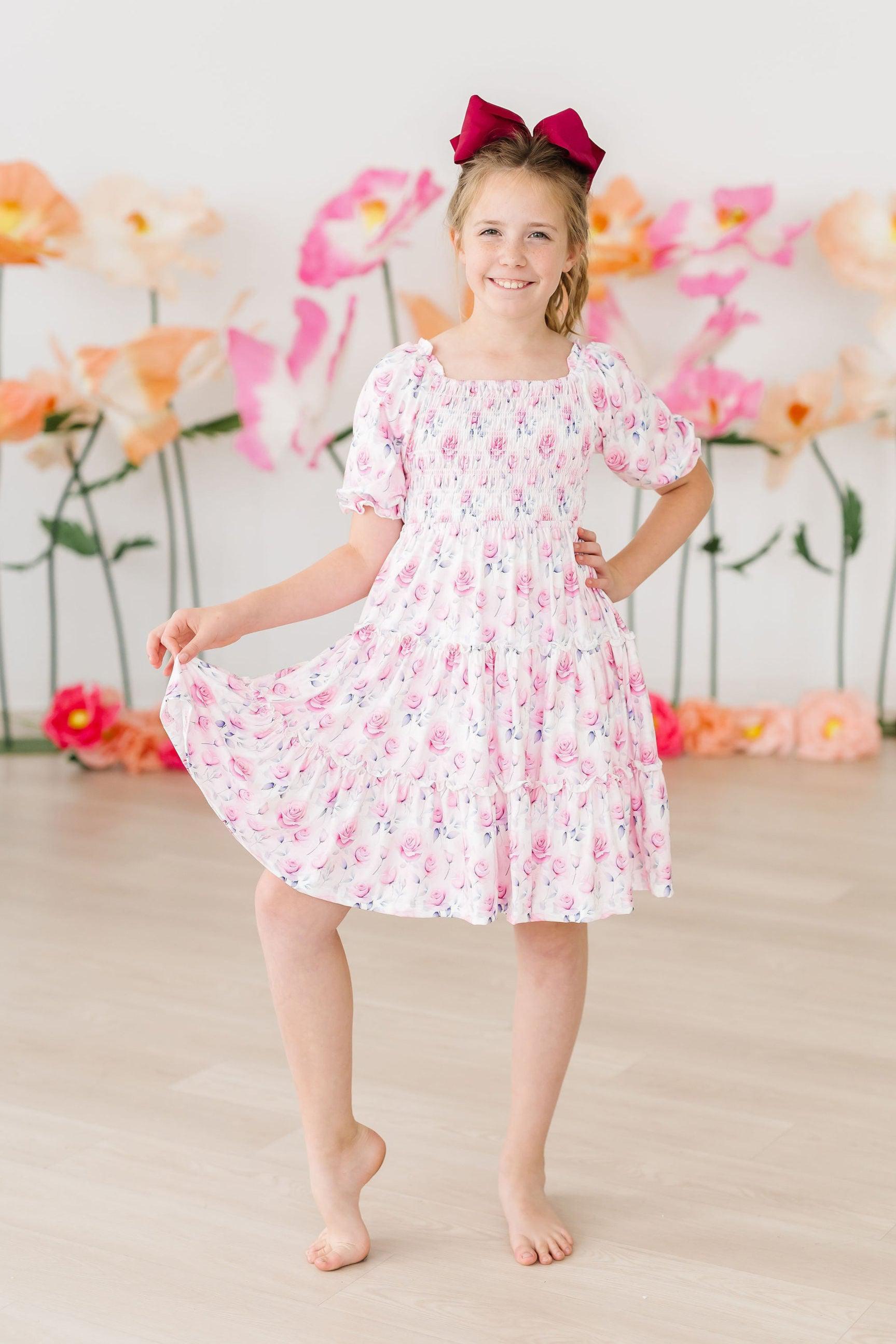 Rose Garden Smocked Ruffle Dress-dogsvalley ®