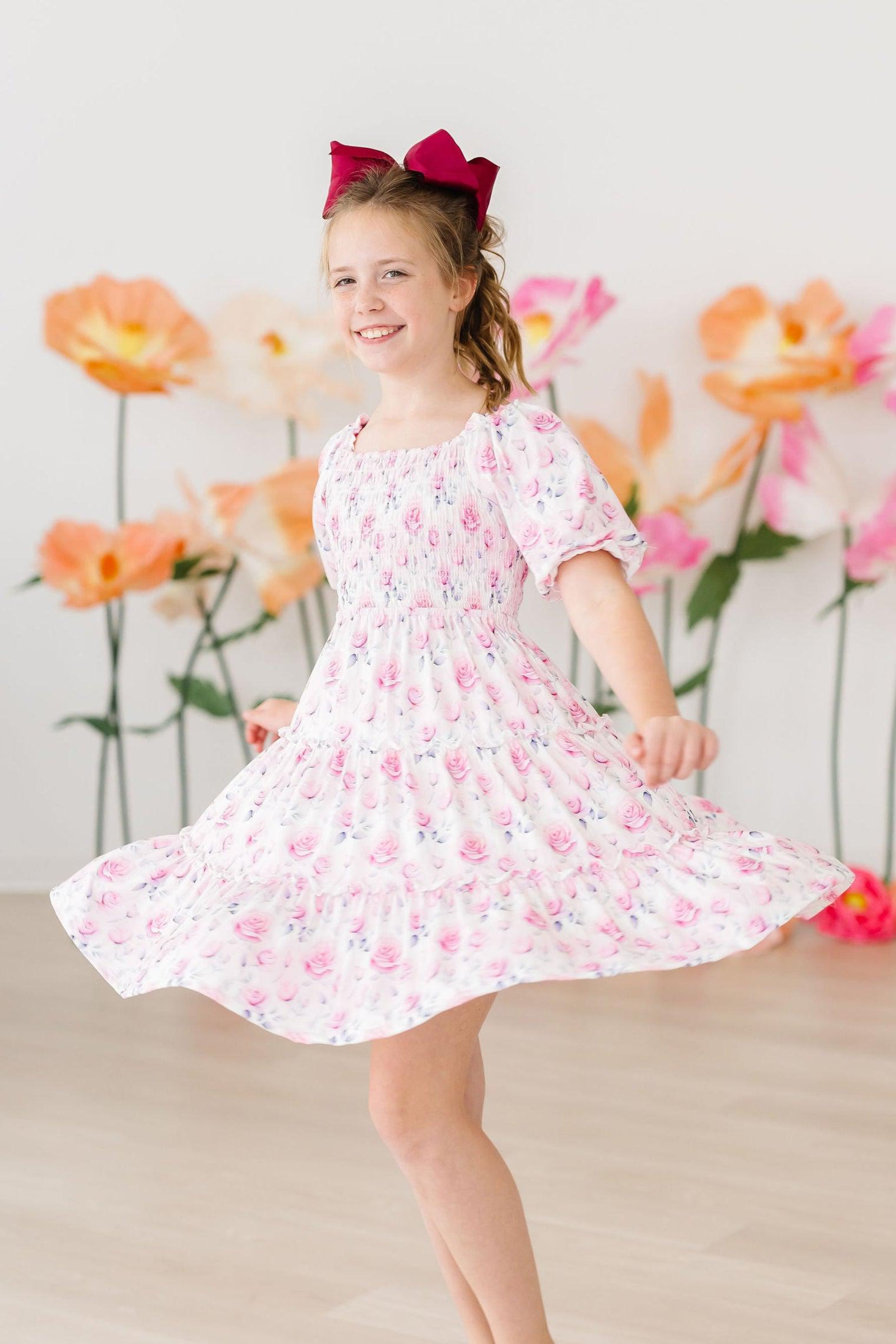 Rose Garden Smocked Ruffle Dress-dogsvalley ®