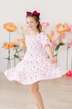 Rose Garden Smocked Ruffle Dress-dogsvalley ®