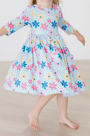 Crazy Daisy 3/4 Sleeve Pocket Twirl Dress-dogsvalley ®