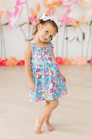 Preppy Floral Ruffle Cross Back Dress-dogsvalley ®