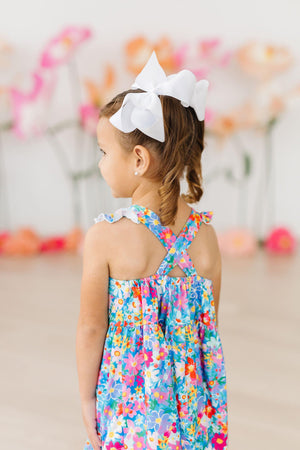 Preppy Floral Ruffle Cross Back Dress-dogsvalley ®