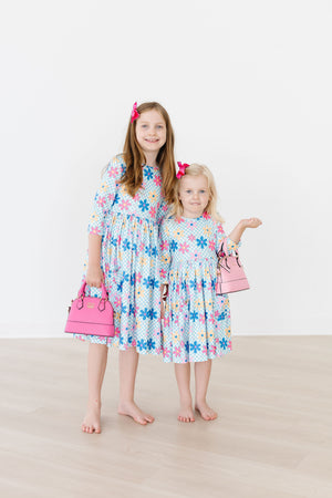 Crazy Daisy 3/4 Sleeve Pocket Twirl Dress-dogsvalley ®