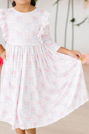 Ribbons & Roses 3/4 Sleeve Ruffle Twirl Dress-dogsvalley ®