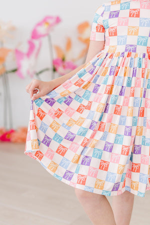 Rainbow Ribbons S/S Pocket Twirl Dress-dogsvalley ®