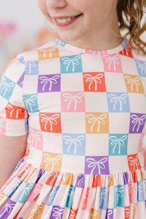 Rainbow Ribbons S/S Pocket Twirl Dress-dogsvalley ®