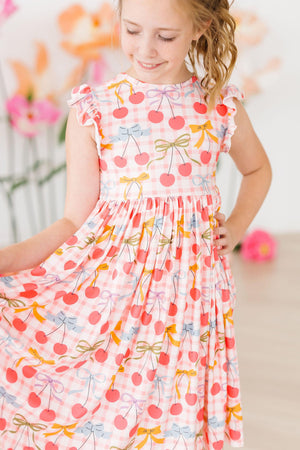 Retro Picnic Flutter Sleeve Twirl Dress-dogsvalley ®