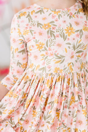 Pretty Peachy 3/4 Sleeve Pocket Twirl Dress-dogsvalley ®