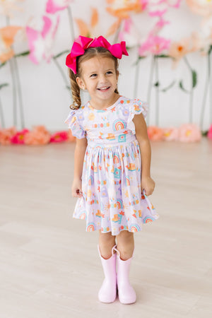 Rainy Day Flutter Sleeve Twirl Dress-dogsvalley ®