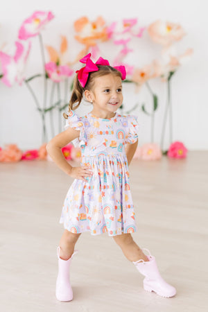 Rainy Day Flutter Sleeve Twirl Dress-dogsvalley ®