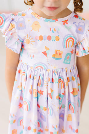 Rainy Day Flutter Sleeve Twirl Dress-dogsvalley ®