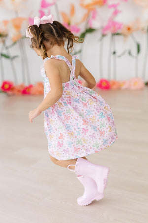 Springtime Bows Ruffle Cross Back Dress-dogsvalley ®