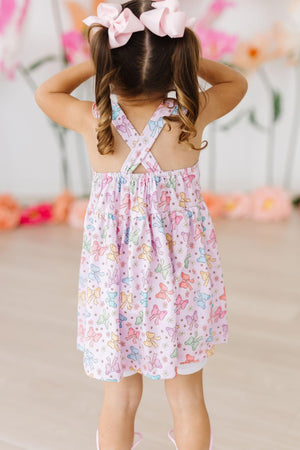 Springtime Bows Ruffle Cross Back Dress-dogsvalley ®