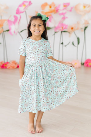 Spring Snails S/S Pocket Twirl Dress-dogsvalley ®