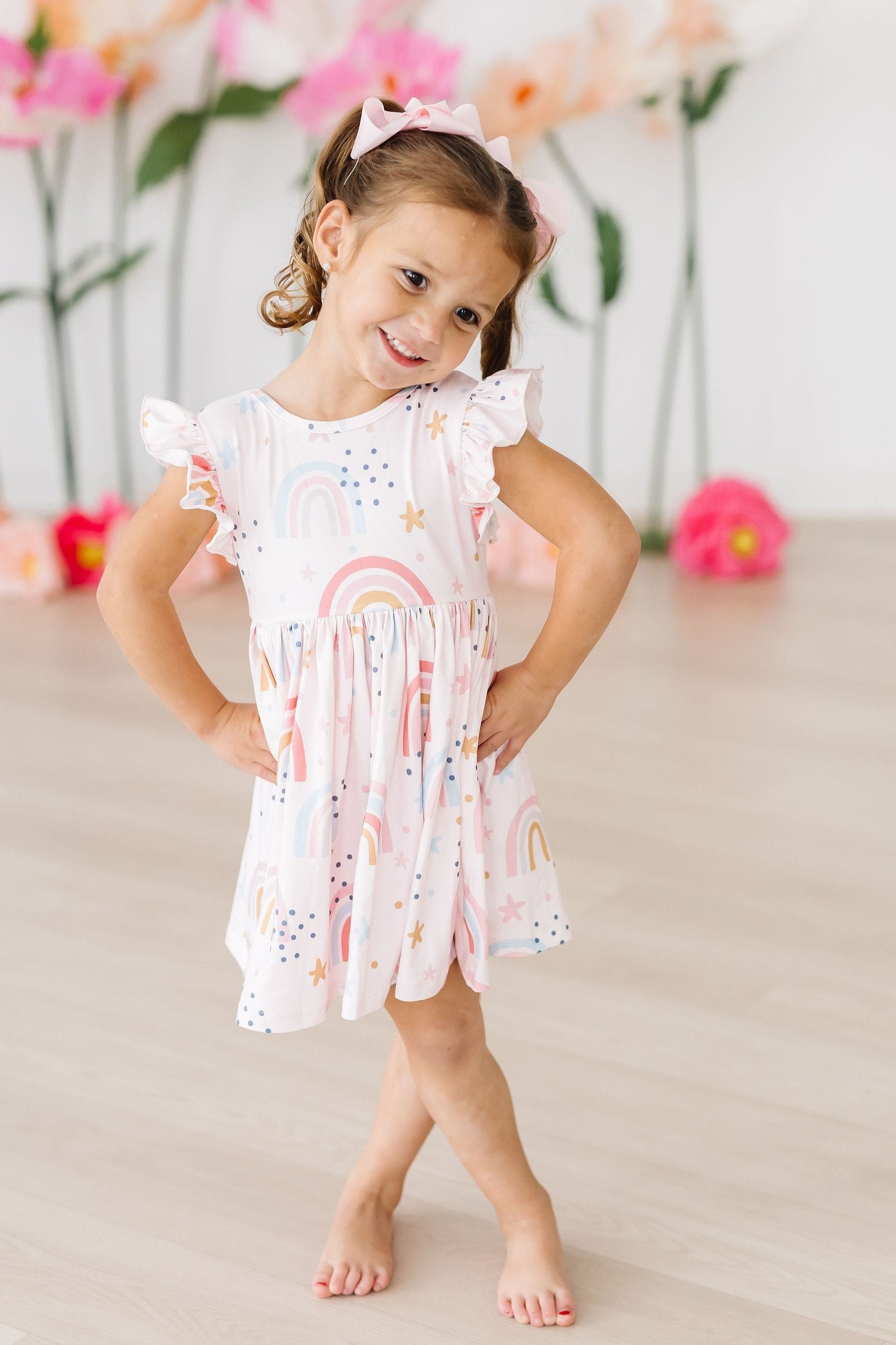 Over the Rainbow Flutter Sleeve Twirl Dress-dogsvalley ®