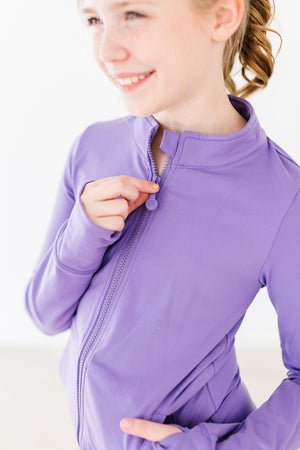 Playful Purple Full-Zip Ruffle Active Jacket-dogsvalley ®