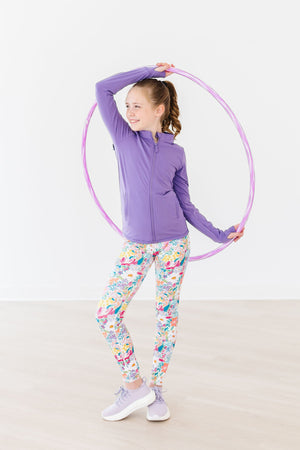 Playful Purple Full-Zip Ruffle Active Jacket-dogsvalley ®