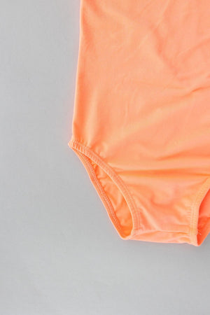 Neon Coral S/S Flutter Sleeve Leotard-dogsvalley ®