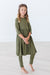 Olive 3/4 Sleeve Pocket Twirl Dress-dogsvalley ®