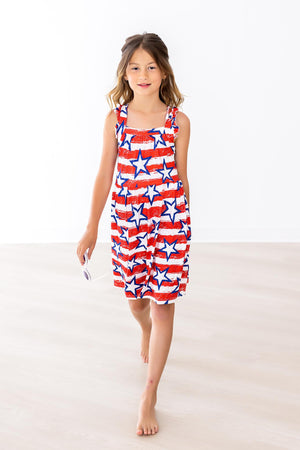 Stars & Stripes Ruffle Cross Back Dress-dogsvalley ®