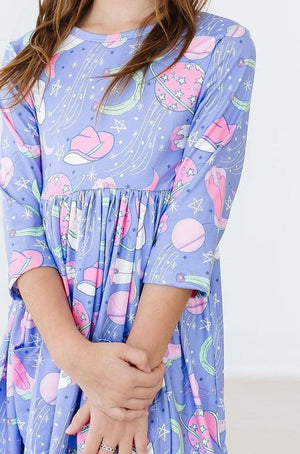 Neon Moon 3/4 Sleeve Pocket Twirl Dress-dogsvalley ®