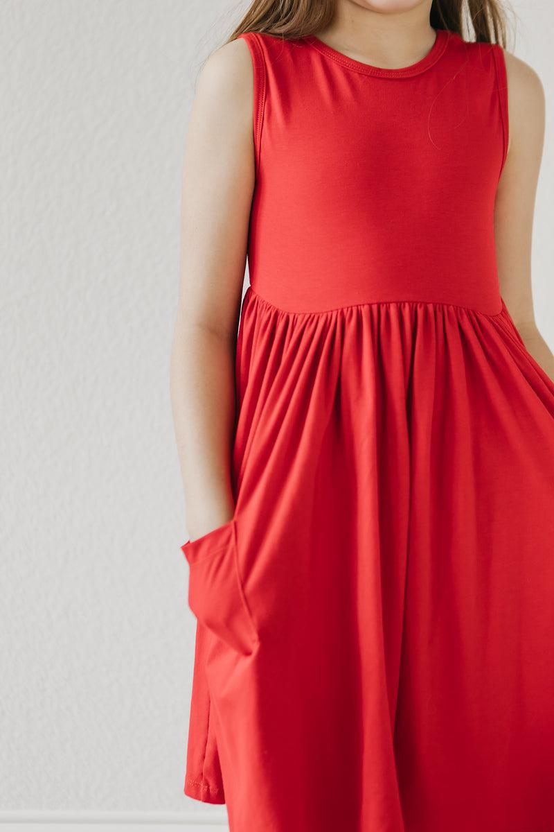 Red Tank Pocket Twirl Dress-dogsvalley ®