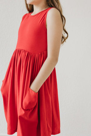 Red Tank Pocket Twirl Dress-dogsvalley ®