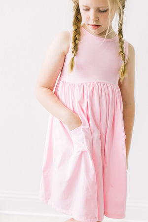 Bubblegum Pink Tank Pocket Twirl Dress-dogsvalley ®