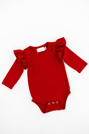 Red L/S Flutter Bodysuit-dogsvalley ®