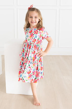 Neon Floral S/S Pocket Twirl Dress-dogsvalley ®