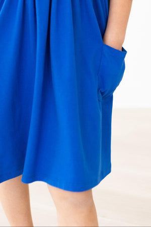 Royal Blue 3/4 Sleeve Pocket Twirl Dress-dogsvalley ®