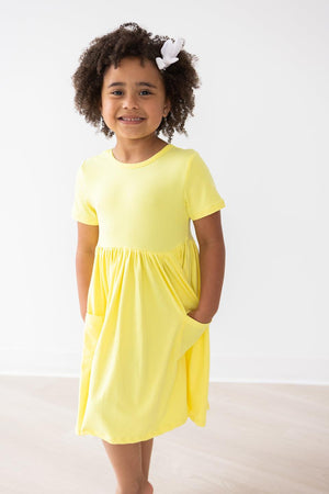 Yellow S/S Pocket Twirl Dress-dogsvalley ®