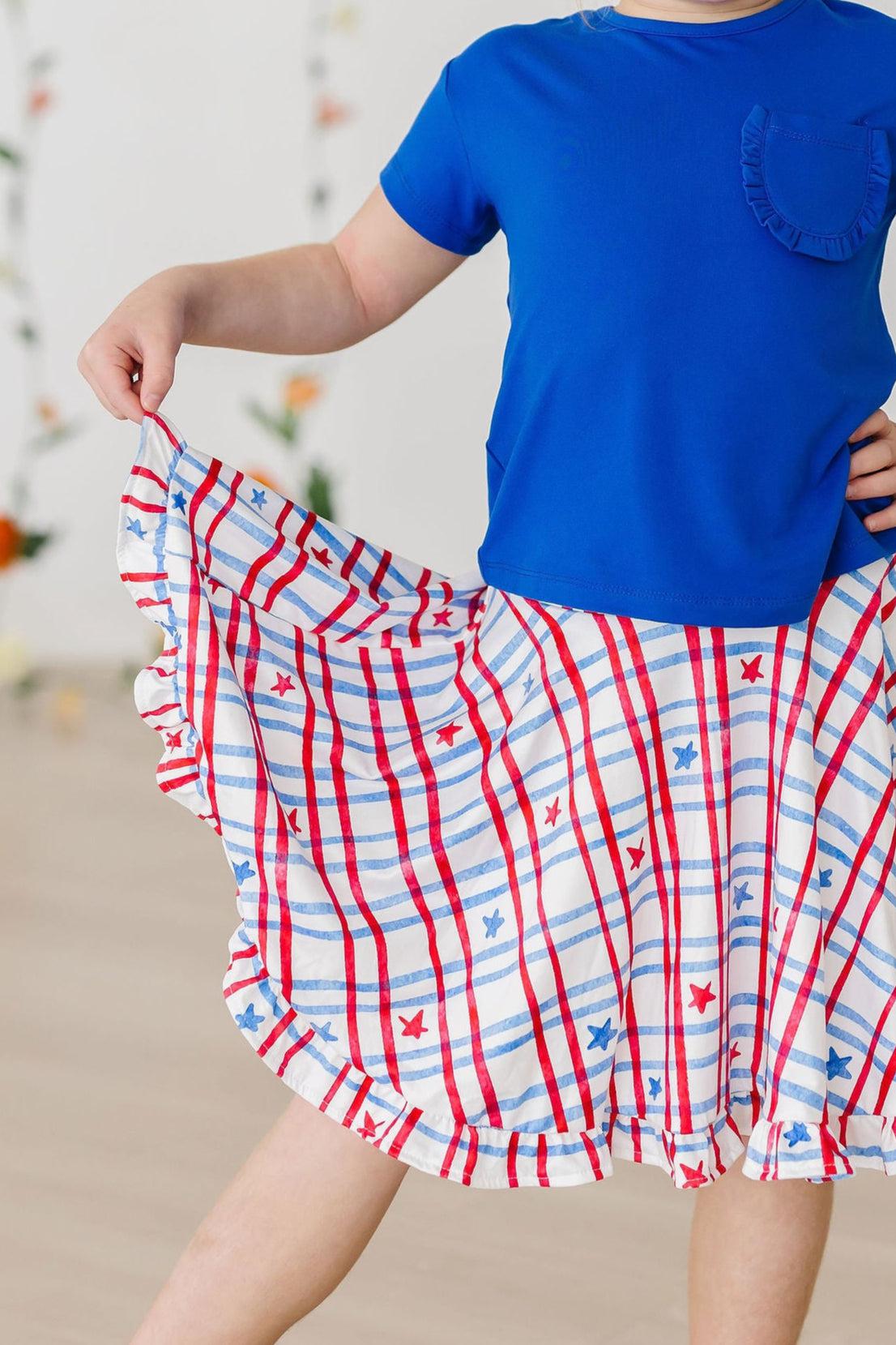 Patriotic Plaid Ruffle Twirl Skort-dogsvalley ®