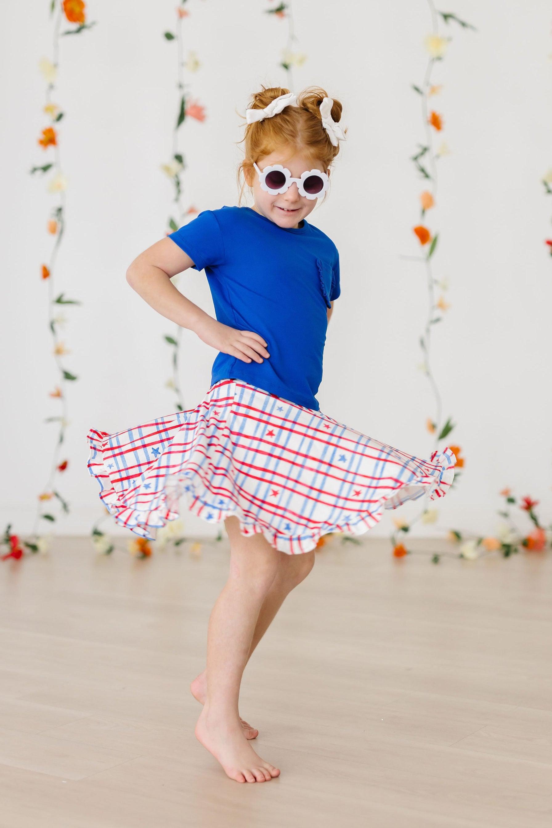 Patriotic Plaid Ruffle Twirl Skort-dogsvalley ®