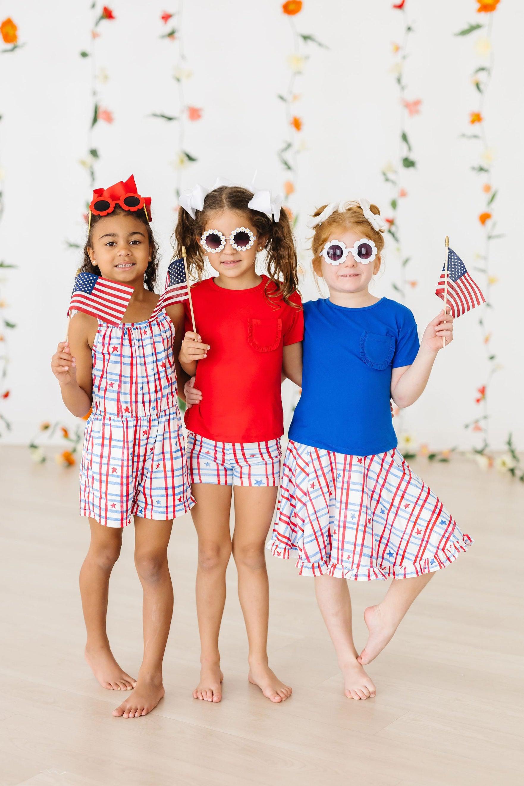 Patriotic Plaid Twirl Shorts-dogsvalley ®