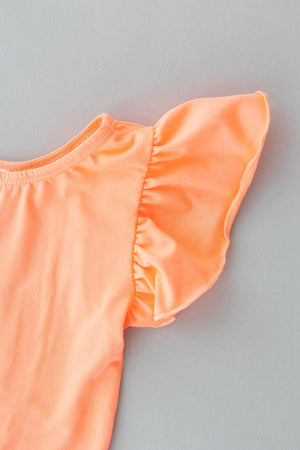 Neon Coral S/S Flutter Sleeve Leotard-dogsvalley ®