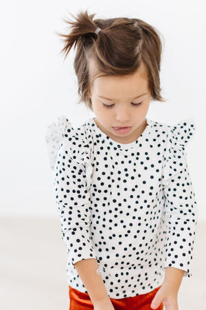 Scattered Dot L/S Ruffle Tee-dogsvalley ®