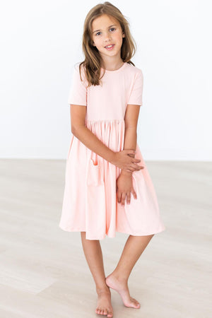 Peach S/S Pocket Twirl Dress-dogsvalley ®