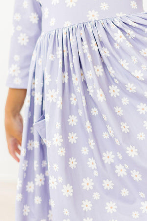 Dainty Daisies 3/4 Sleeve Pocket Twirl Dress-dogsvalley ®