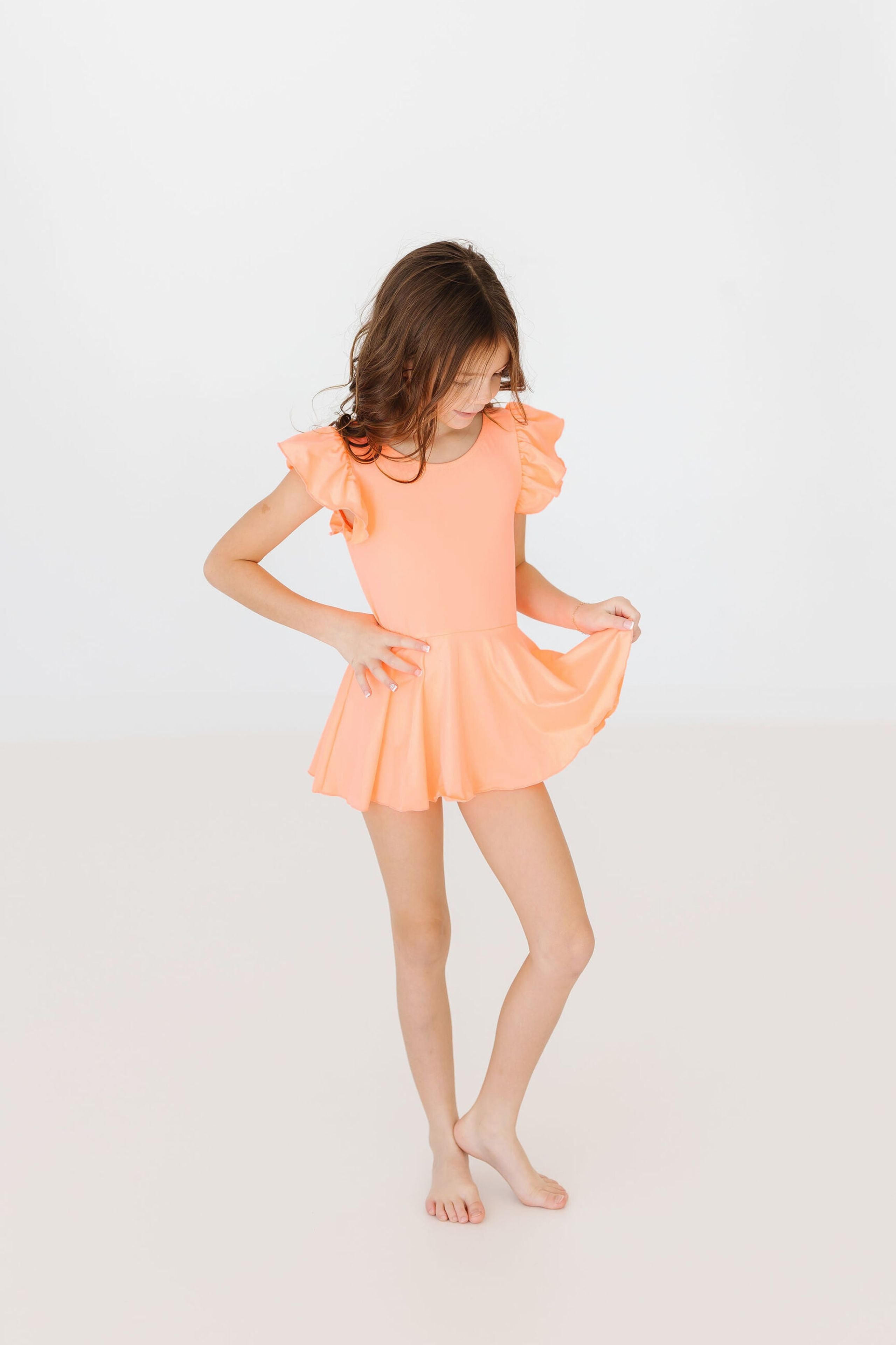 Neon Coral S/S Twirl Leotard-dogsvalley ®