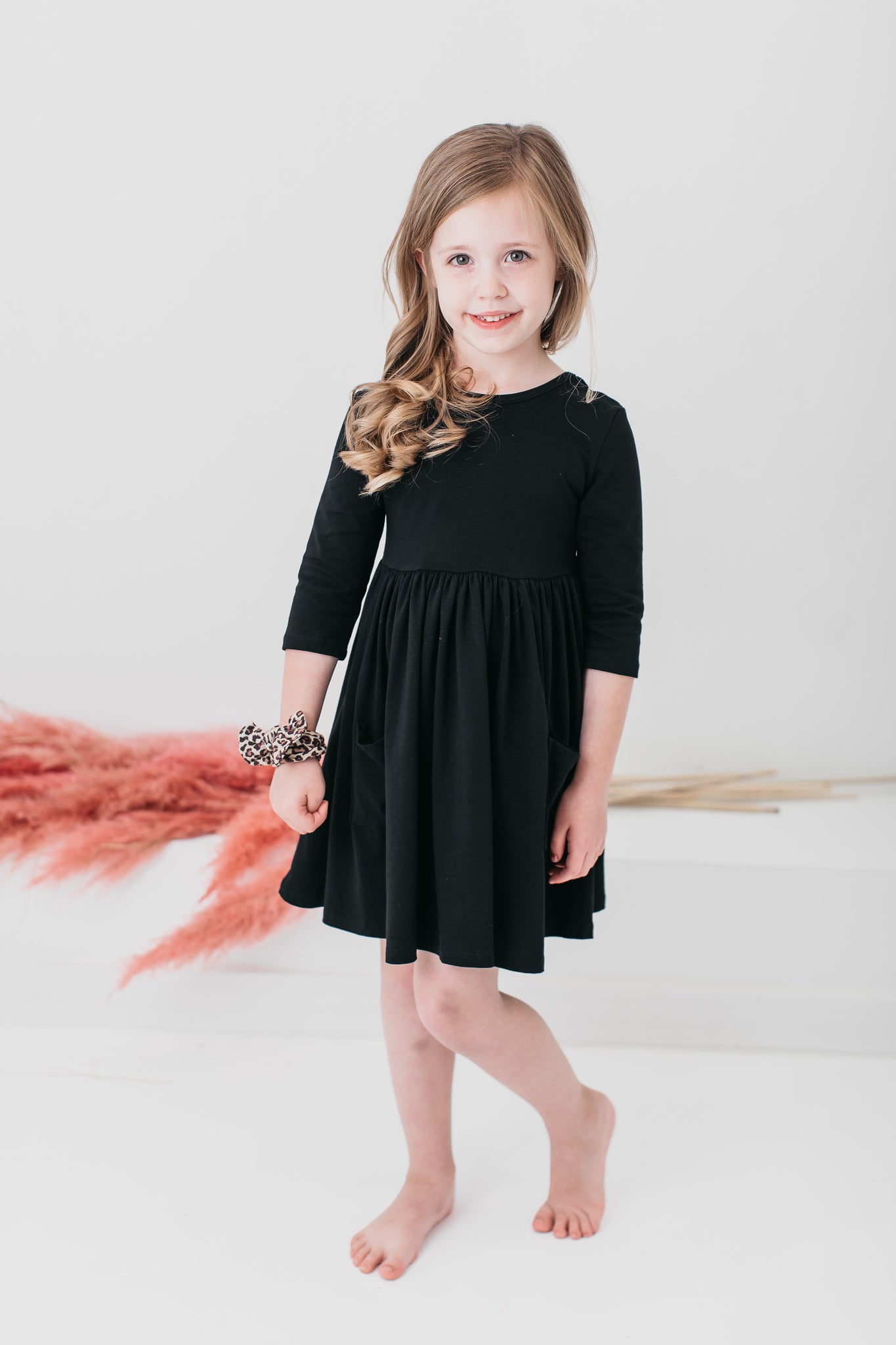 Black 3/4 Pocket Twirl Dress-dogsvalley ®