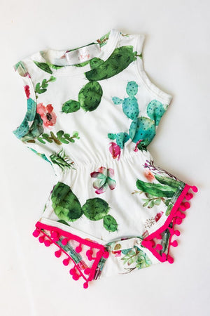 Cute Cactus Pom Pom Romper-dogsvalley ®