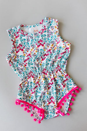 Cabana Floral Pom Pom Romper-dogsvalley ®