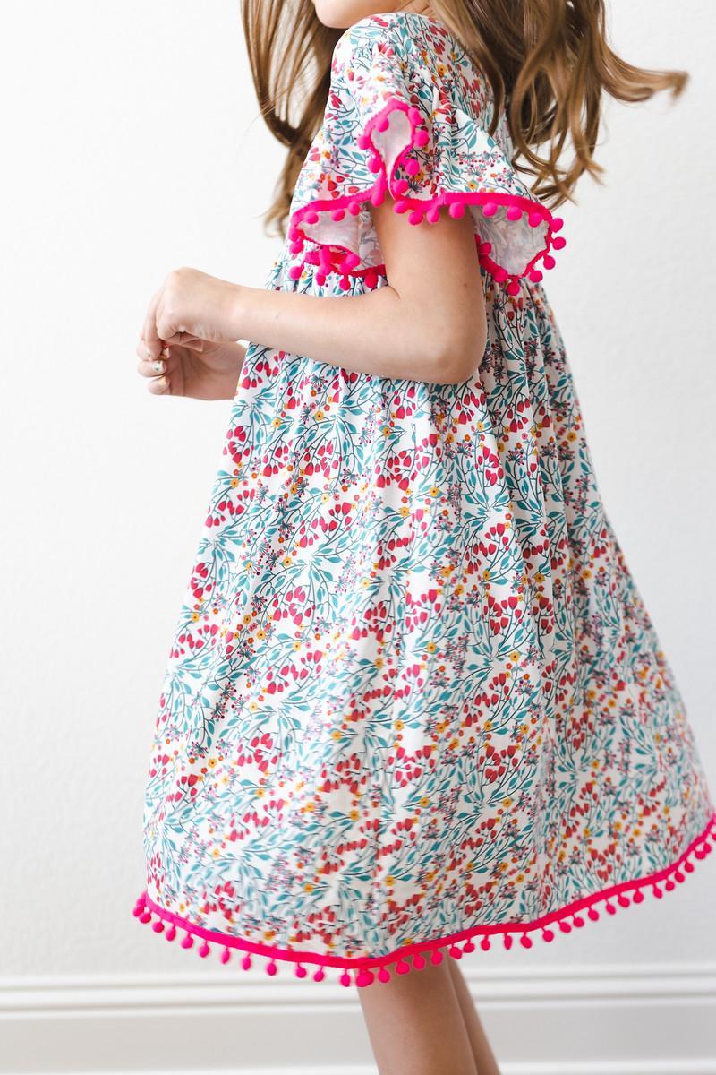 Cabana Floral Pom Pom Dress-dogsvalley ®