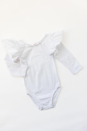 White L/S Flutter Sleeve Leotard-dogsvalley ®