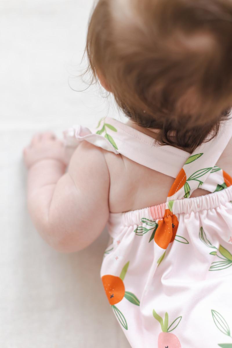 Tangerine Ruffle Cross Back Romper-dogsvalley ®